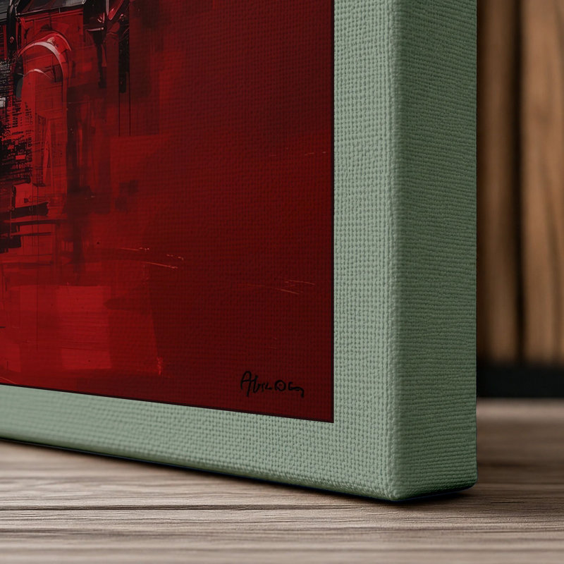 Locomotive in Motion Industrial - Wrapped Canvas, 24x16 - 61.0 x 40.6 cm, Sage Border