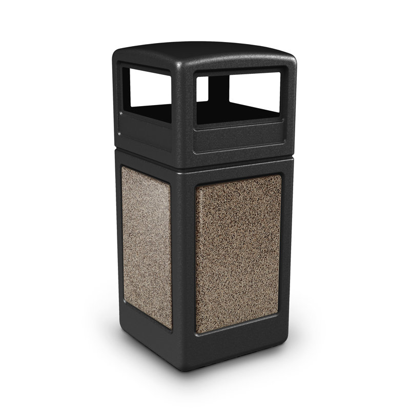 Poubelle® 42 gallons StoneTec, Noir avec pierre rivière