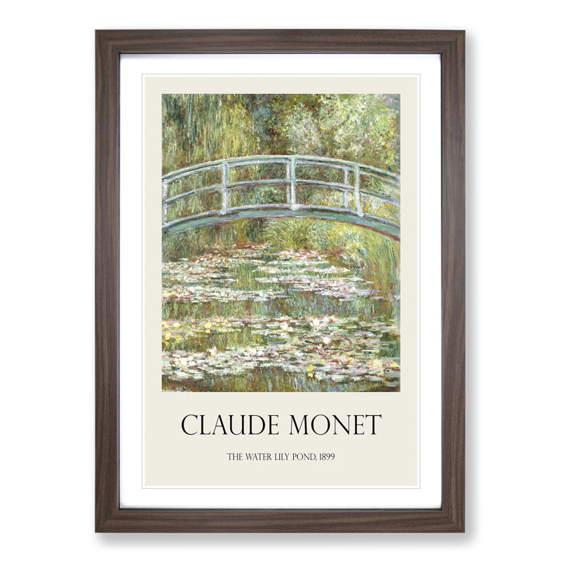 The Japanese Footbridge Vol.1 by Claude Monet - Picture Frame Painting, 36cm H x 27cm W x 2cm D, Walnut Framed