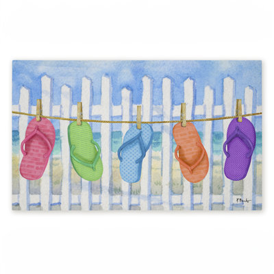 Tapis de porte d'extérieur Flip Flop Summer, imprimé par Paul Brent, 18 po x 30 po