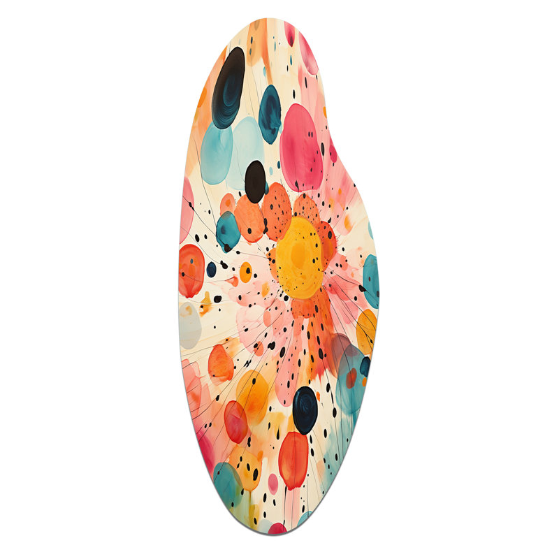 Coloré Mid Century Colorful Contrast II - Mid-Century, décoration murale asymétrique moderne en métal, impression moderne