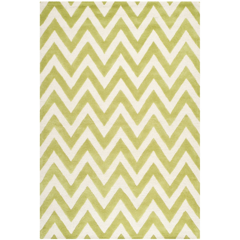 Nero Chevron Wool Hand Woven Area Rug, Rectangle 183 x 274 cm