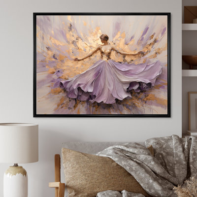 Minimalism Purple Gold Ballerina - Ballet Wall Art