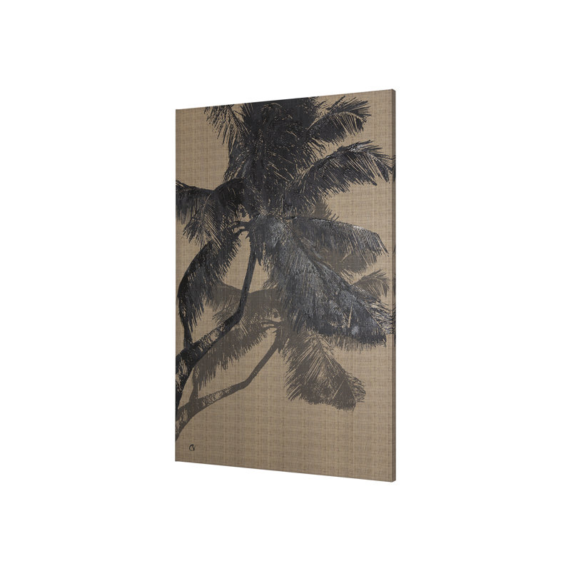 Toile texturée embellie à la main Palm Shadow II a, H 45 po x l 30 po x P 1,5 po