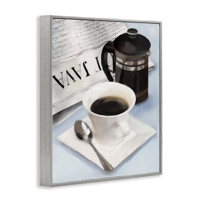 Café noir et journal, estampe numérique, design par Carol Robinson
