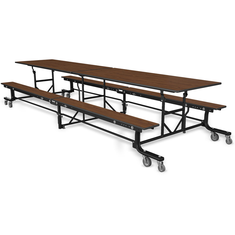 Palmer Hamilton 145'' Rectangle Bench Cafeteria Table with Metal Frame, Montana Walnut