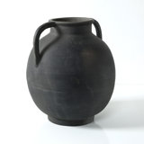 Approx.14" Pottery Vase with Two Decorative Handles Warm Soil Tone (6.3" Opening)