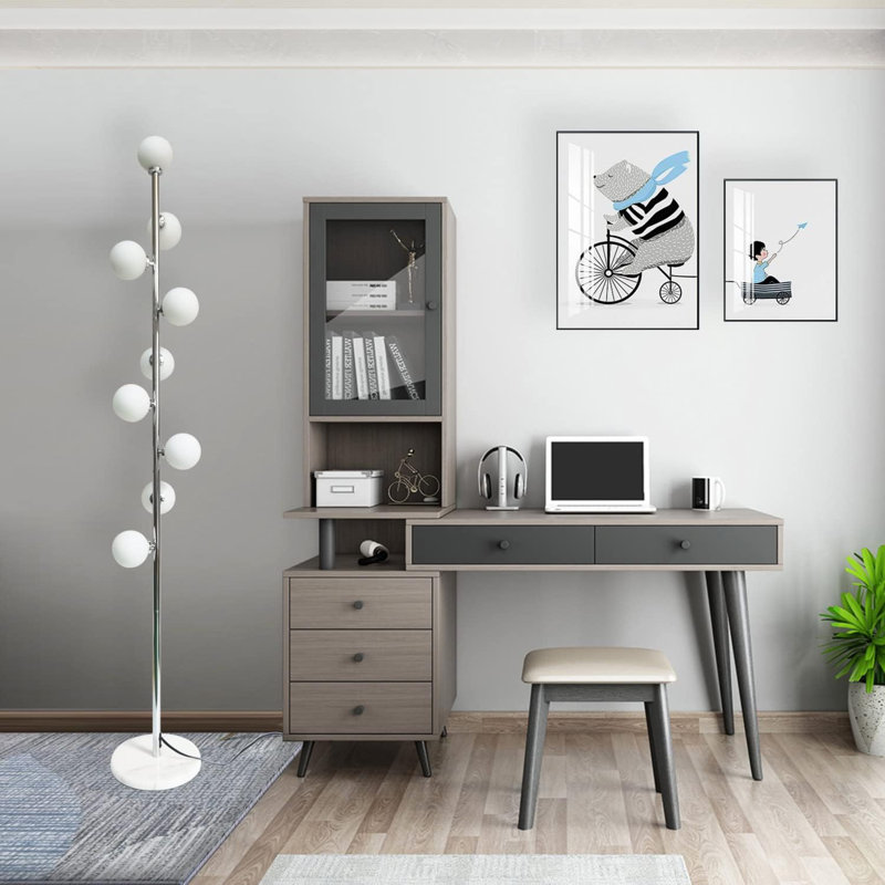 Modern LED Tree Floor Lamp With Chrome Finish, 9 Bulbs Included - Perfect For Living Room, Bedroom, Office