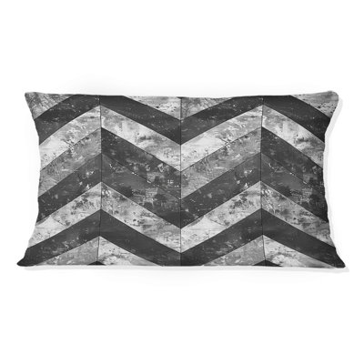 Grey  Modern Herringbone Flow V - Modern Lumbar Pillow
