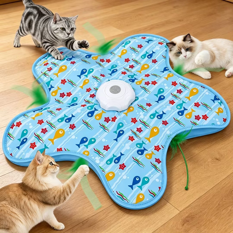 Chat pour chat 3 en 1 cache-cache pour chatons, jeu automatique interactif, plume baguette mobile, housse de 25 po pour tous les chats d'intérieur