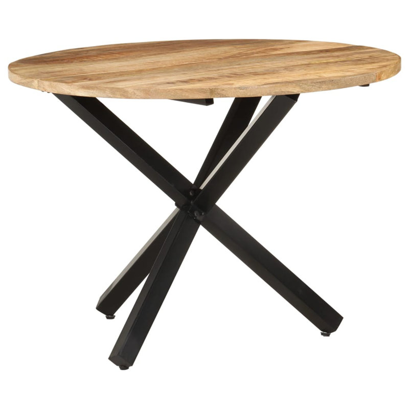 Brimley Round Solid Wood Top Metal Base Dining Table
