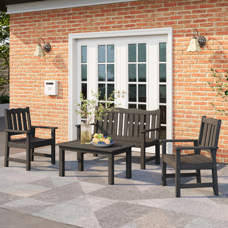 Acequia Rectangular Outdoor Coffee Table , 17.8'' in. W 35.5'' in. D, Black, Black