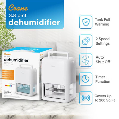 Dehumidifier With 3.8 Pint Tank, With Auto Shut-Off And Optional Ambient Light