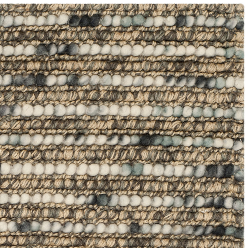 Ferrera Abstract Hand-Knotted Blue/Brown Area Rug, Rectangle 2'6" x 4'