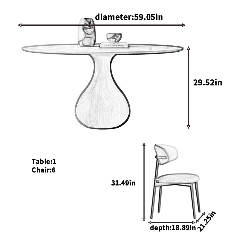 Modern minimalist table and chair combination