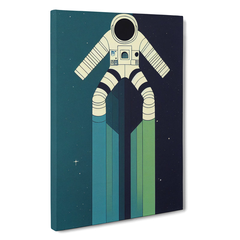 XC1022-3778X Retro Astronaut No.3 - Print on Canvas, 60cm H x 40cm W x 3cm D, Wrapped Canvas