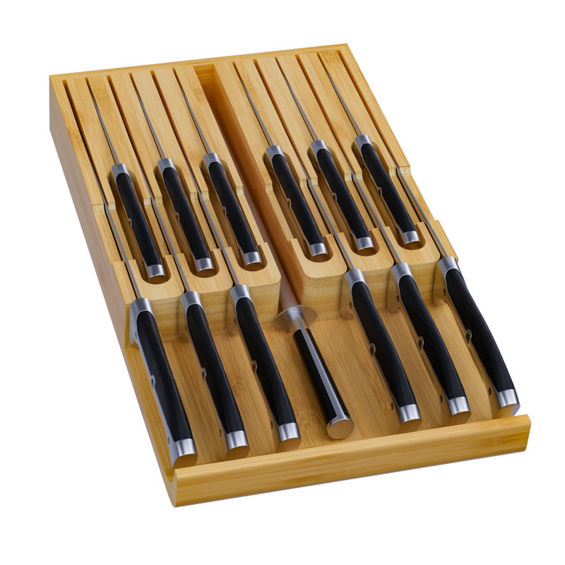Bamboo In-Drawer Knife Block, Natural