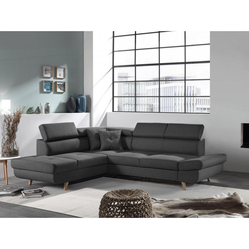5 Seater Sofa Bed, Dark Grey, Left Hand Facing