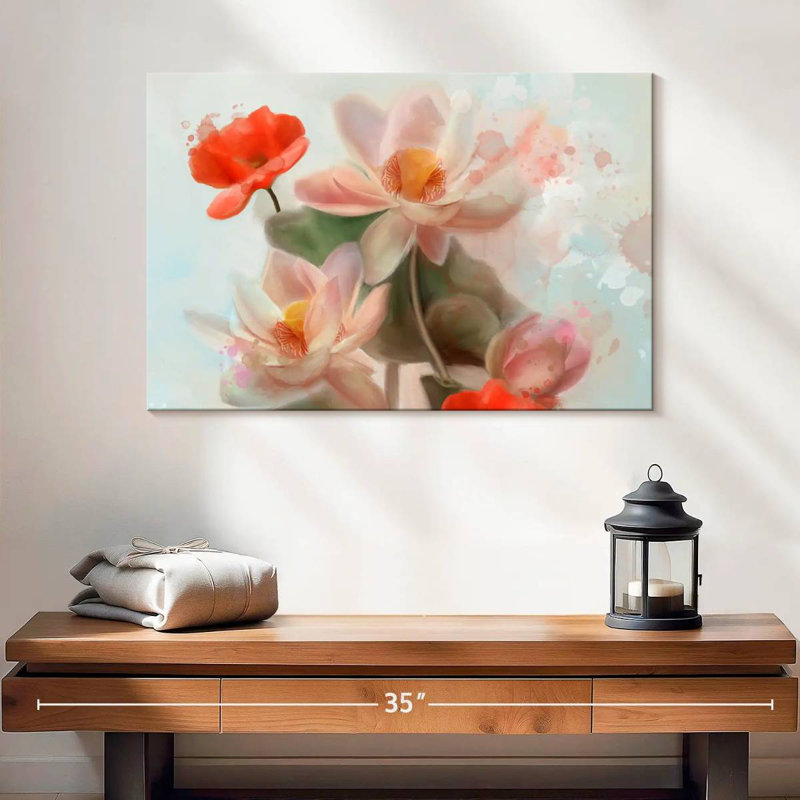 Harnek lys et coquelicots abstraits, H 16 po x l 24 po