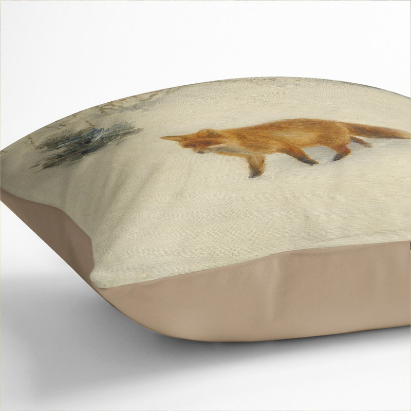 Fox in the Snow Vol.8 Scatter Cushion, 40cm H x 40cm W x 15cm D, Stone