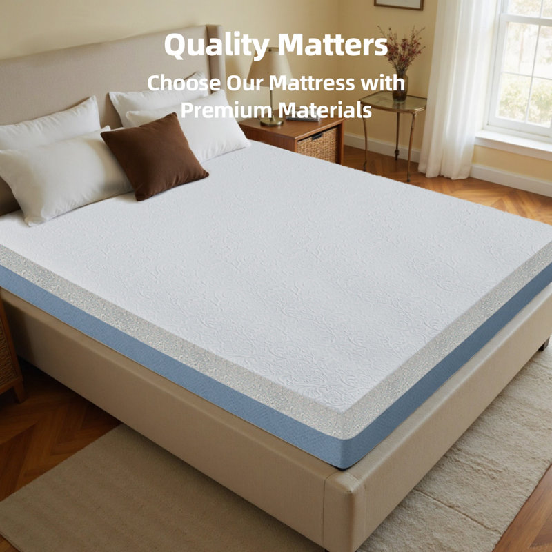 Très grand matelas de 10 pouces, 7 zones, ajustable au lit, housse blanche