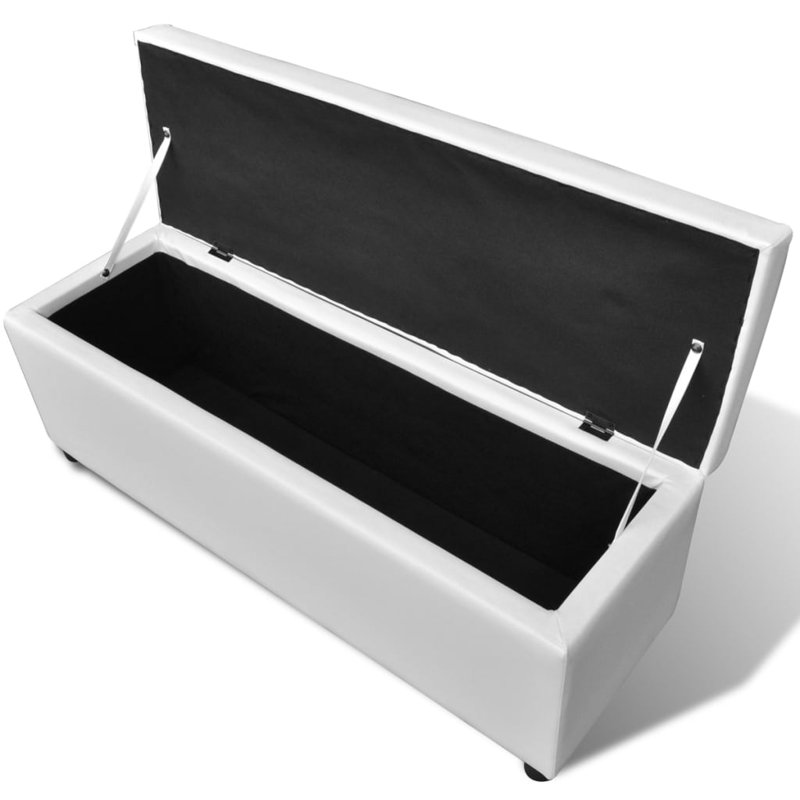 Banc de rangement à couvercle rabattable Miles, Blanc, H 17,3 po x l 15,4 po x P 17,3 po