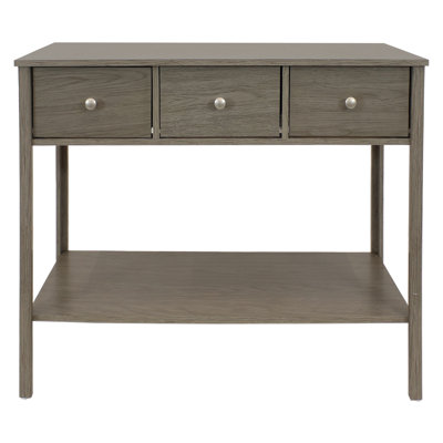 Quwanna 37.5" Classic MDF Console Table with Drawers and Silver Knobs, Thunder Gray