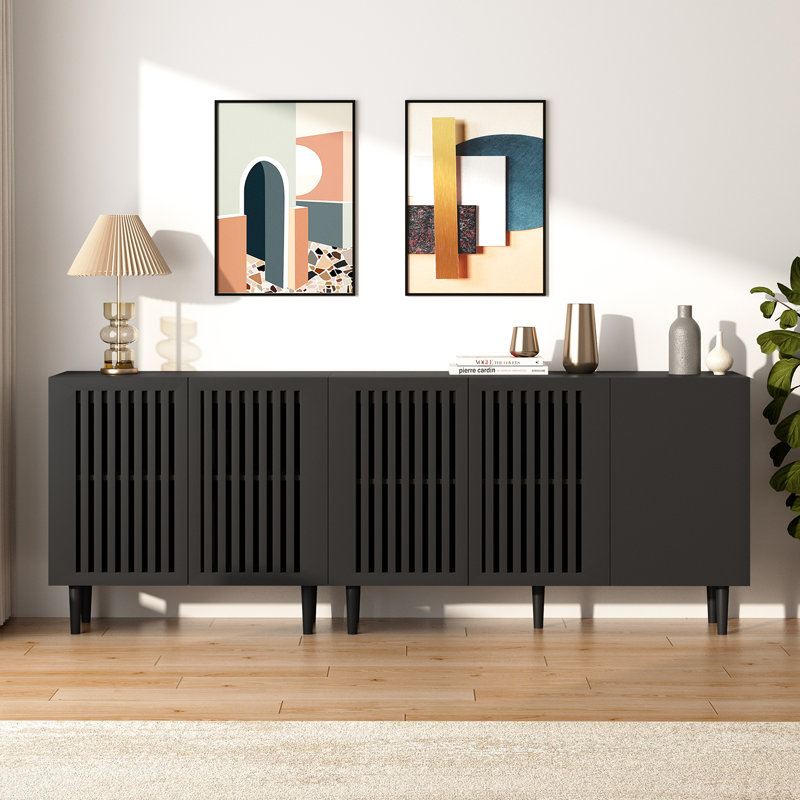 Hessle Sideboard Buffet Cabinet with 5 Doors, Credenza Storage Cabinet And Adjustable Shelves for Living Room, Dining Room
