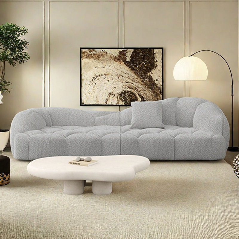 Canapé Marshmallow, Gris clair, H 27,55 po x l 74,8 po x P 45,27 po