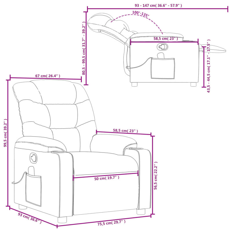 Upholstered Massage Chair, Dark Gray Polyester