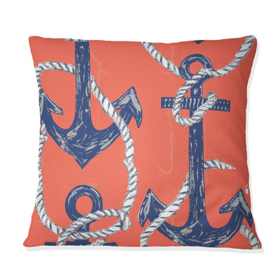 Ancre nautique bleue pêche III - coussin moderne