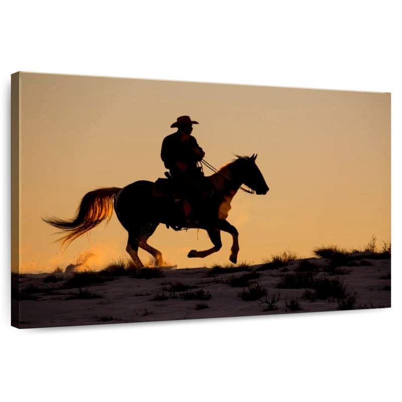 Lelar, cowboy à cheval, H 8 po x l 12 po