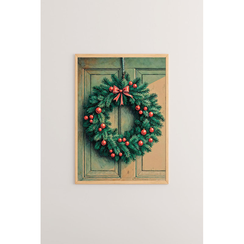 «Festive Christmas», peinture encadrée décorative de 13,0 po x 19,0 po | Cadre 100% bois massif (épaisseur: 0,8 pouce), œuvre d'art 100% MDF | Impression numérique pour des couleurs vives, décoration murale parfaite pour la maison et le bureau