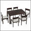 Ensemble de table de salle à manger rétro 7 pièces pour 6 personnes, en bois massif avec chaises rembourrées pour une salle à manger élégante et confortable-1342686205-1342686176