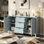 Buffet à motif ondulé - 3 tablettes réglables, 3 tiroirs et portes à fermeture en douceur
