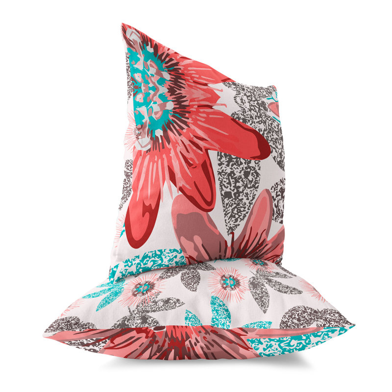 Coussin Spots Blossoms, Brun/rose, H 16 po x l 16 po
