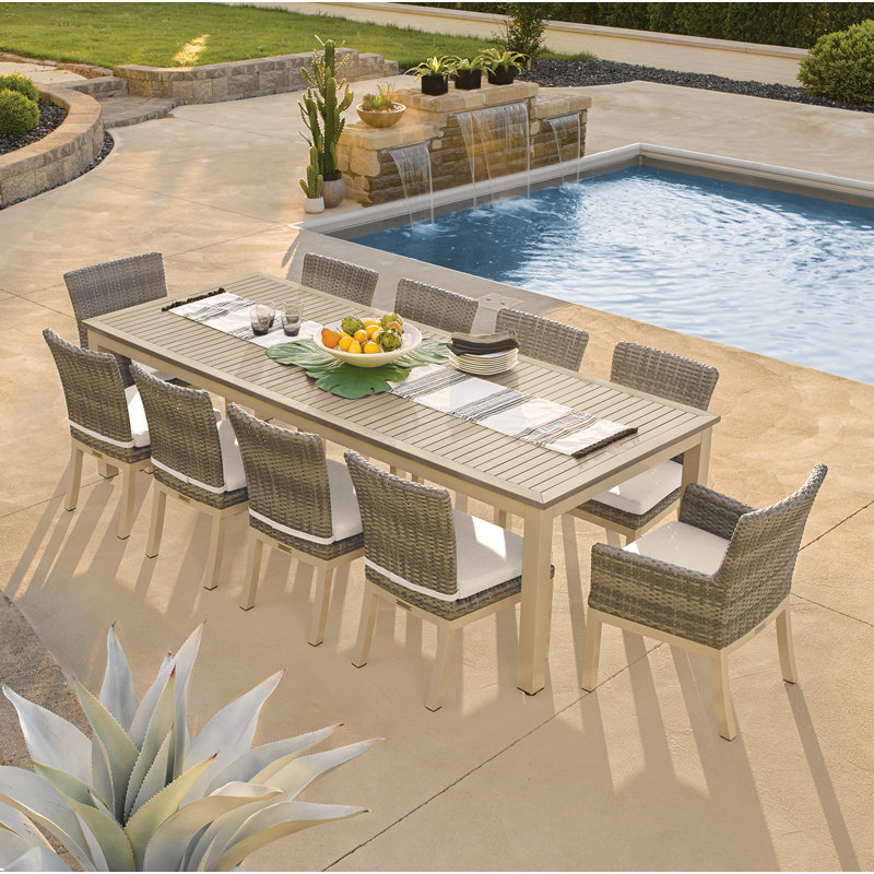 Travira 103" Long Tekwood Outdoor Dining Table, Teakwood Vintage