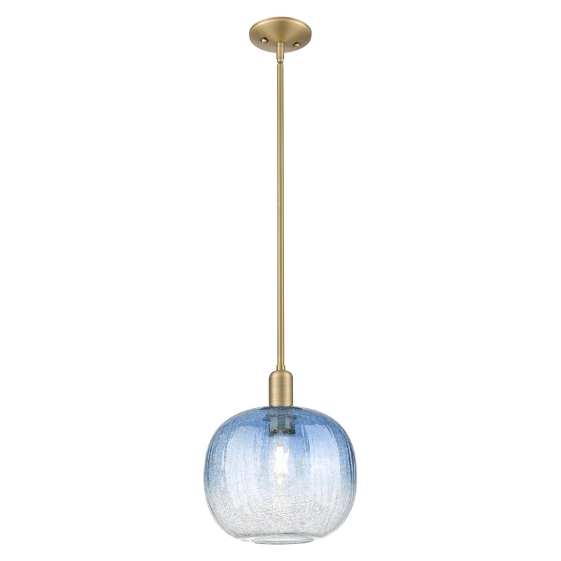Downtown Urban - Sphère Brookhaven - Mini-luminaire suspendu avec tige 10 po 1 lumière - Abat-jour, Laiton brossé