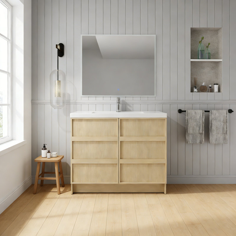 Meuble-lavabo autoportant avec lavabo en résine