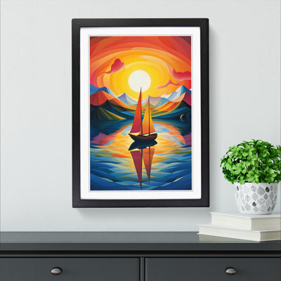 Boat on a Lake Orphism Art - Framed Print