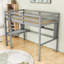 Lit mezzanine simple avec bureau d'étude et tablettes, garde-corps et échelle sécurisés-416053983