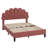 Upholstered Platform Bed With Flower Pattern Headboard-76142007-76142006