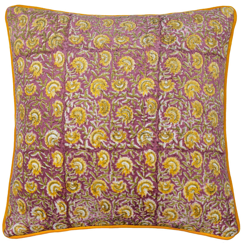 Chedworth Floral Square Cushion, Pink/Yellow