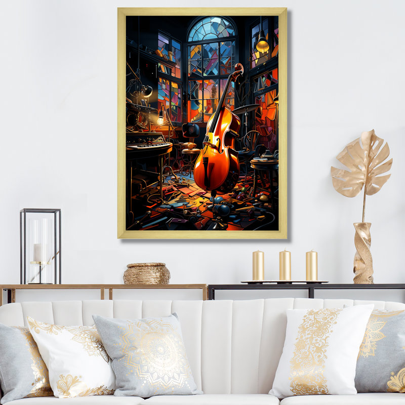 Music Jazz Fusion Vibrant - Entertainment Wall Art Prints, H 20 po x l 12 po x P 1 po, Encadrement doré