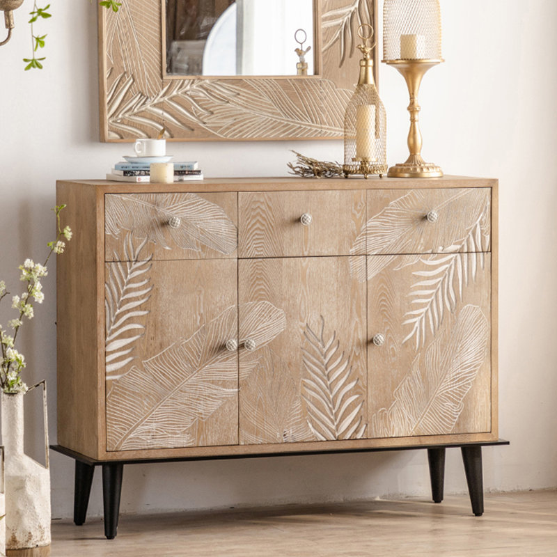 Armoire de rangement style français rétro style pin sculpté