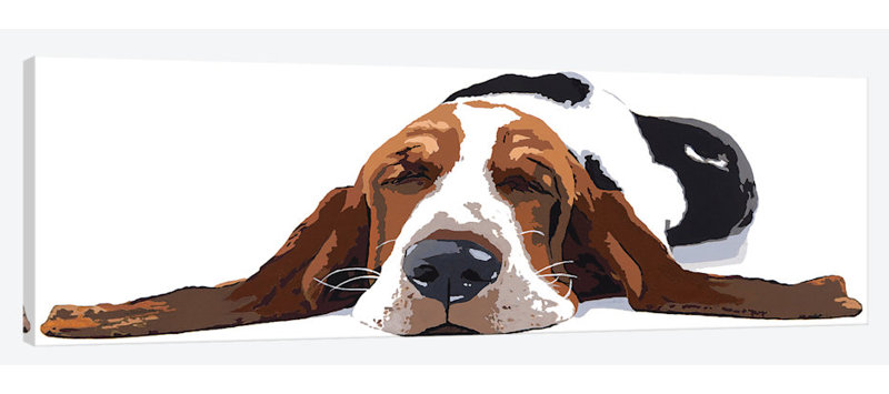 « working like a dog », reproduction d’art sur toile tendue, H 12 po x l 36 po x P 1,5 po, Toile tendue