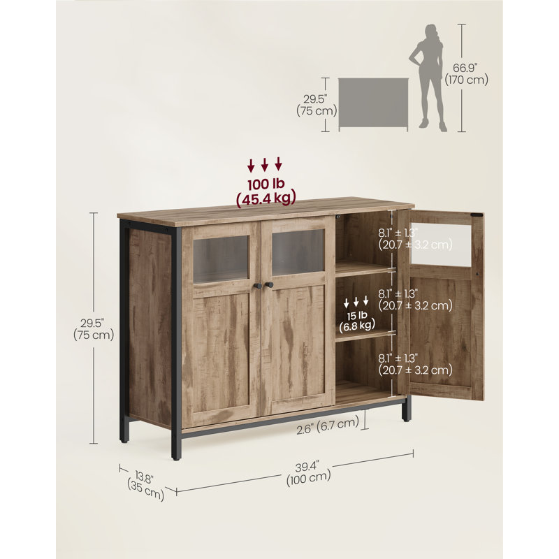 Adisynne 100cm Sideboard, Brown/Black