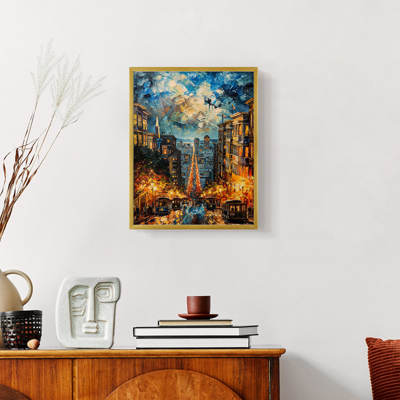 Paysages de la série CCLIV - impression encadrée de qualité supérieure - prête à être accrochée - aucun clou requis, Doré