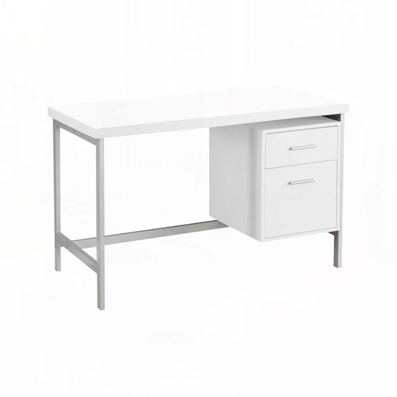 Home Office Computer Desk with Storage Drawers, White/Grey
