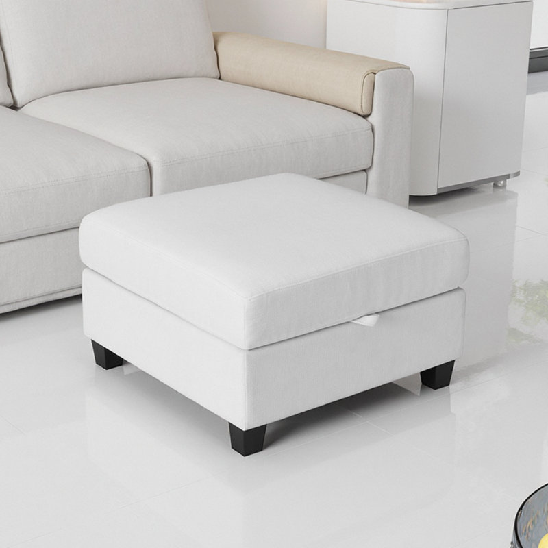 Repose-pieds 29,5 po avec rangement modulaire et repose-pieds en tissu blanc pour canapé modulaire | Idée cadeau